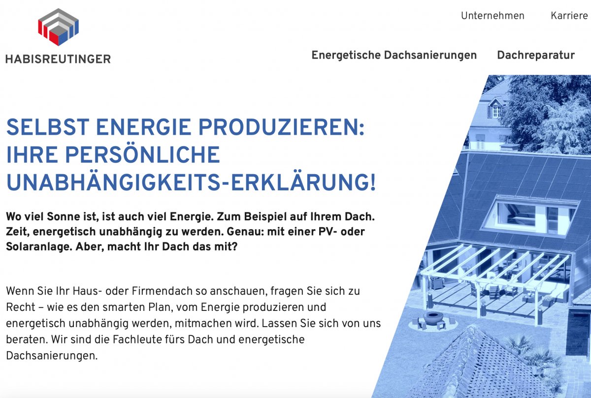 Website Habisreutinger.swiss, Energetische Dachsanierung