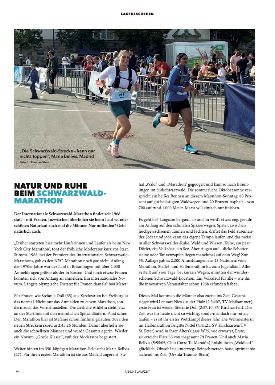 Artikel Laufzeit "Natur und Ruhe beim Schwarzwald-Marathon"