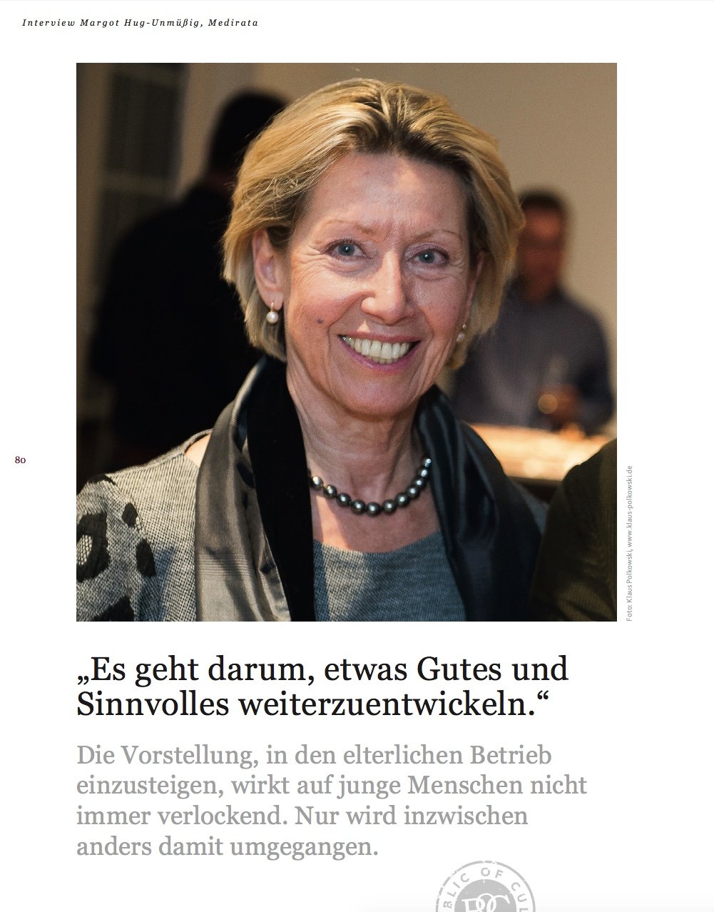 Interview mit Margot Hug-Unmüssig im Magazin Generationen 2, Seite 80