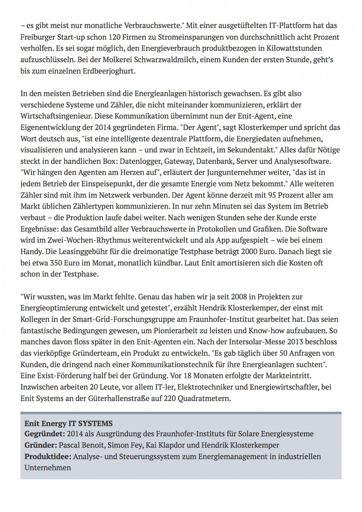 Unternehmensportrait: Das Freiburger Start-up Enit Systems Seite 2