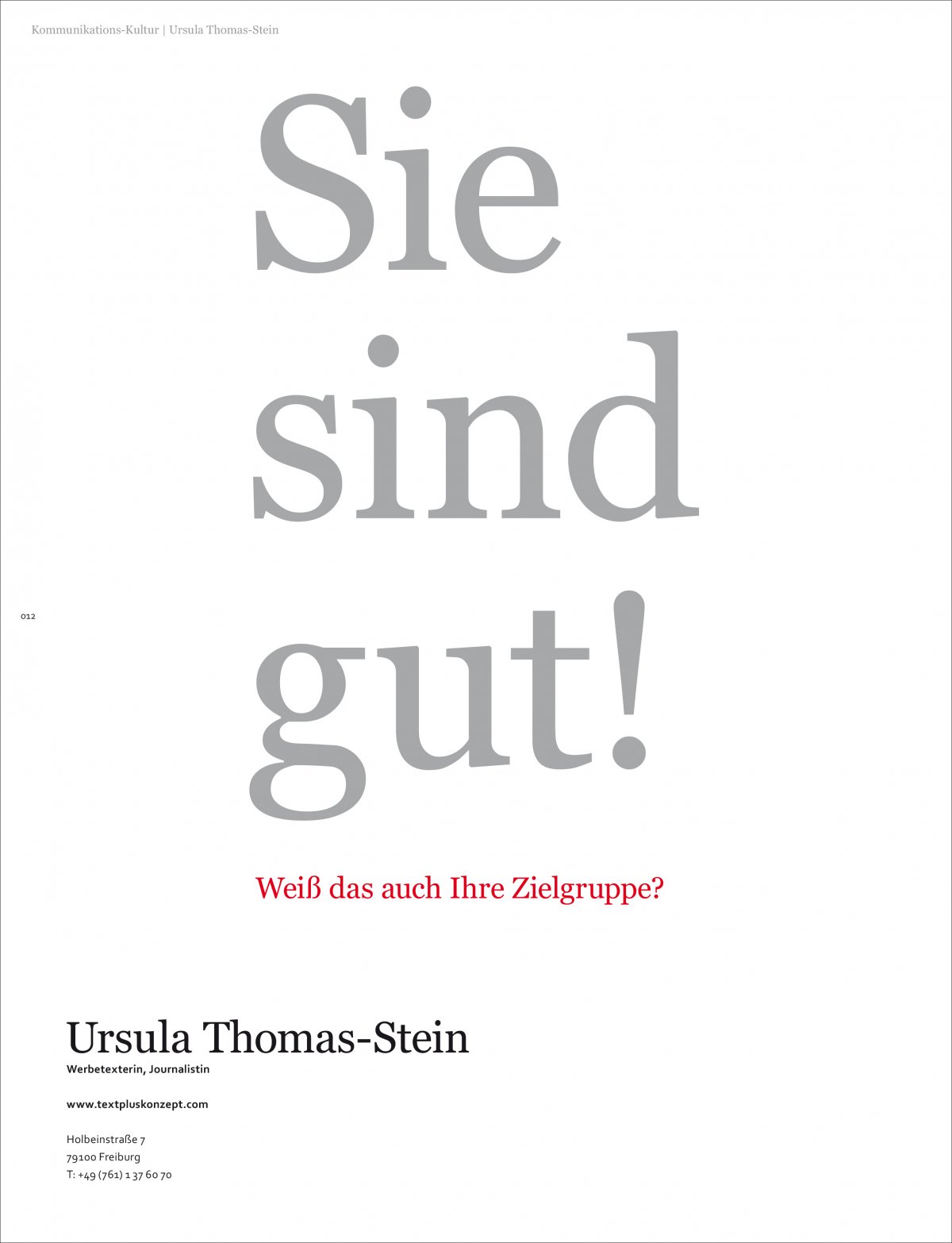 Selbstdarstellung Text plus Konzept, Texterin, Magazin Lust auf Gut Nr. 100, Seite 12