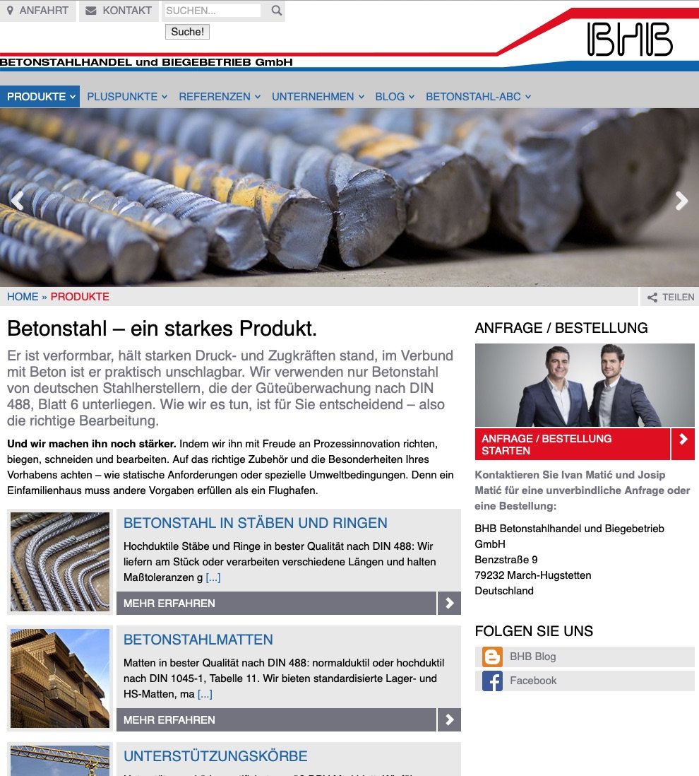 Texte für Website BHB, Produkte