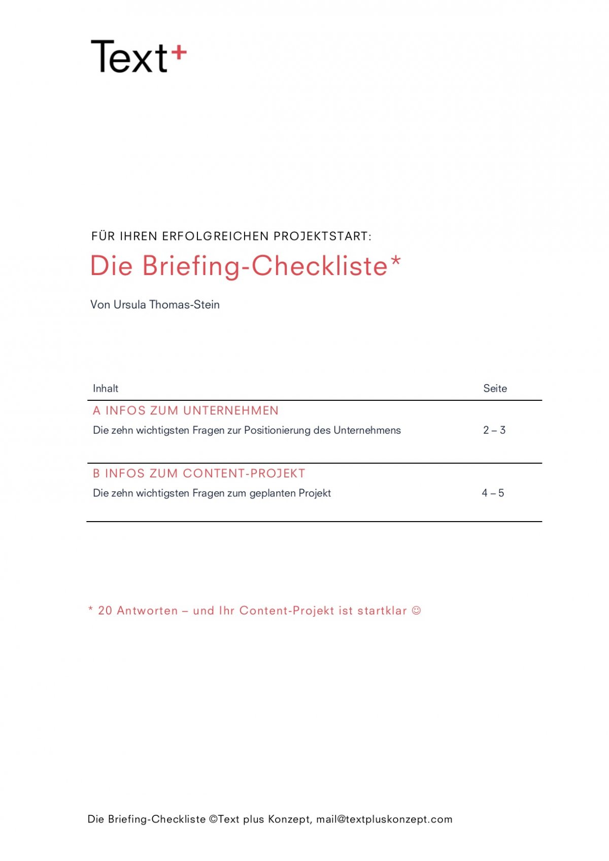 Inhalt der Briefing-Checkliste