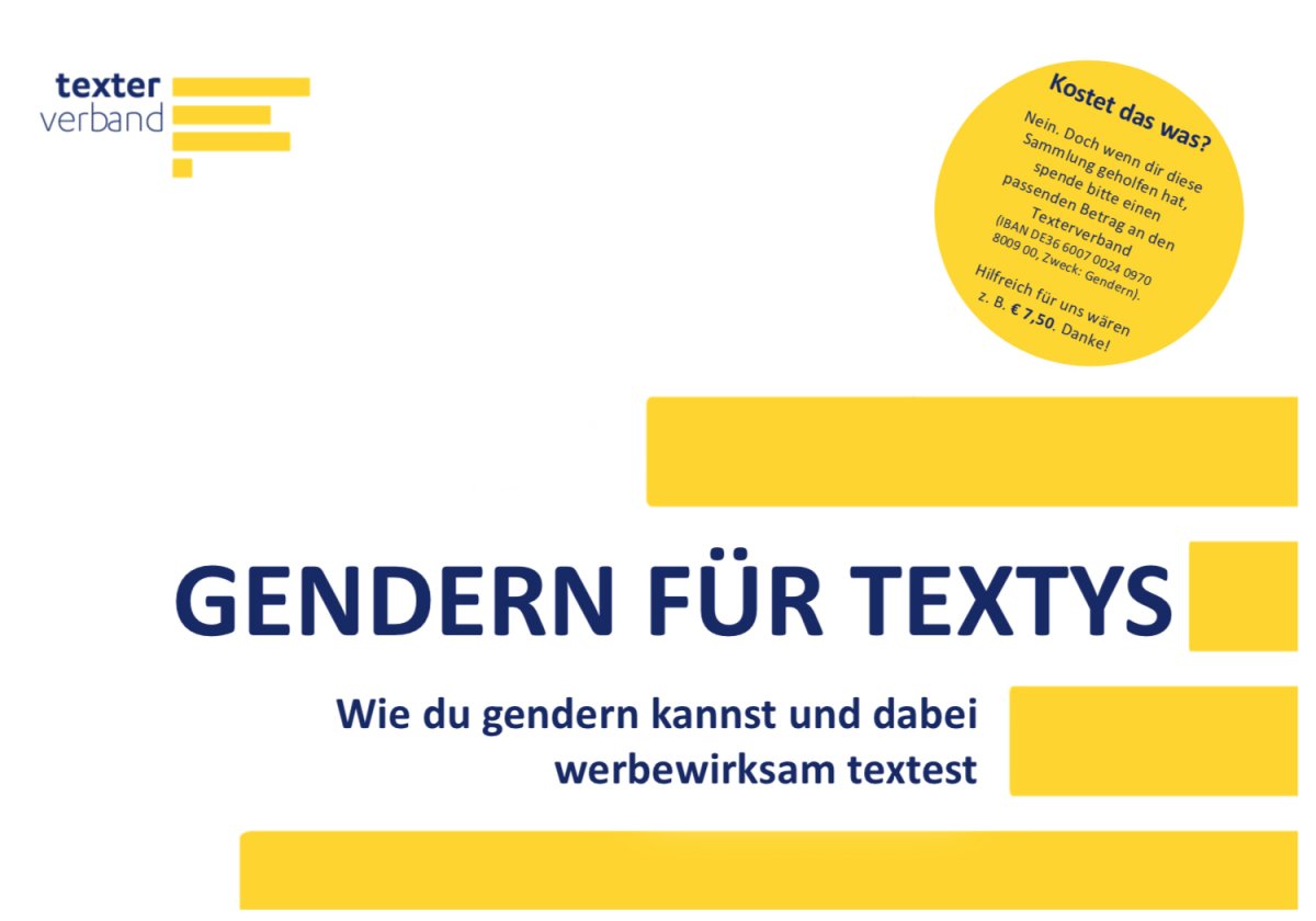 Methodensammlung, "Gendern für Textys", Texterverband