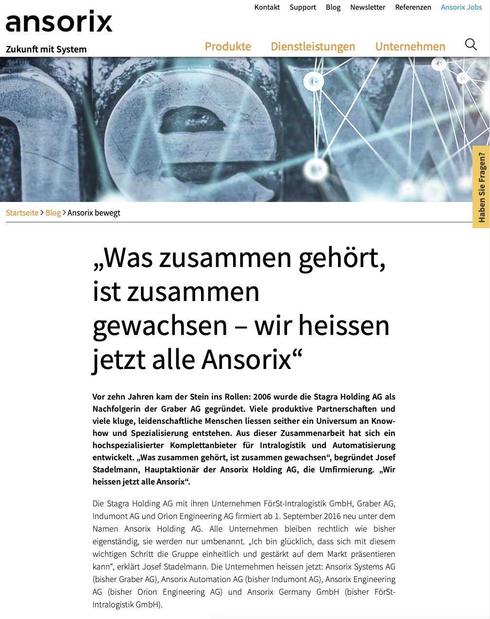 Unternehmensgeschichte Ansorix Seite 1