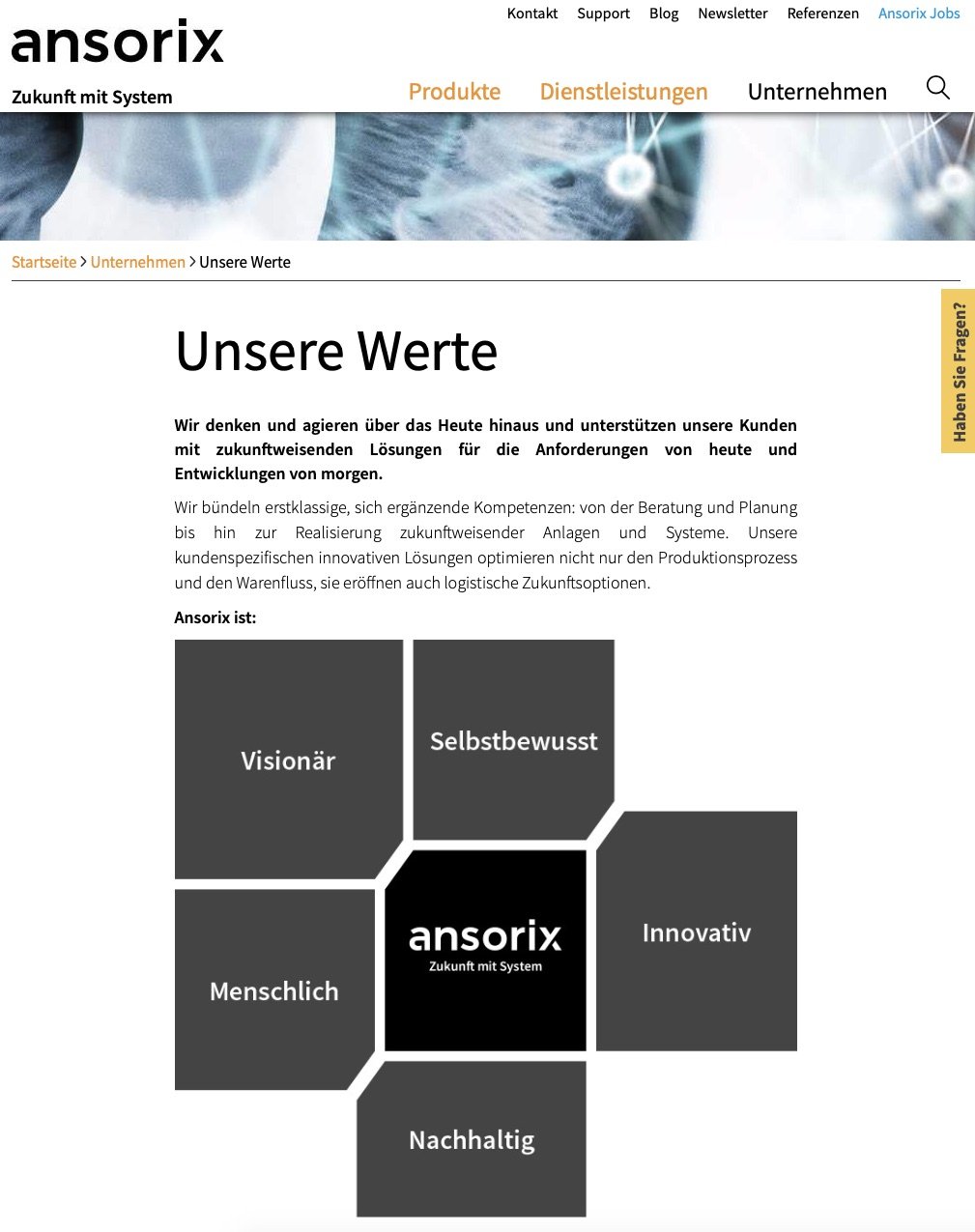 Werte Ansorix visualisiert